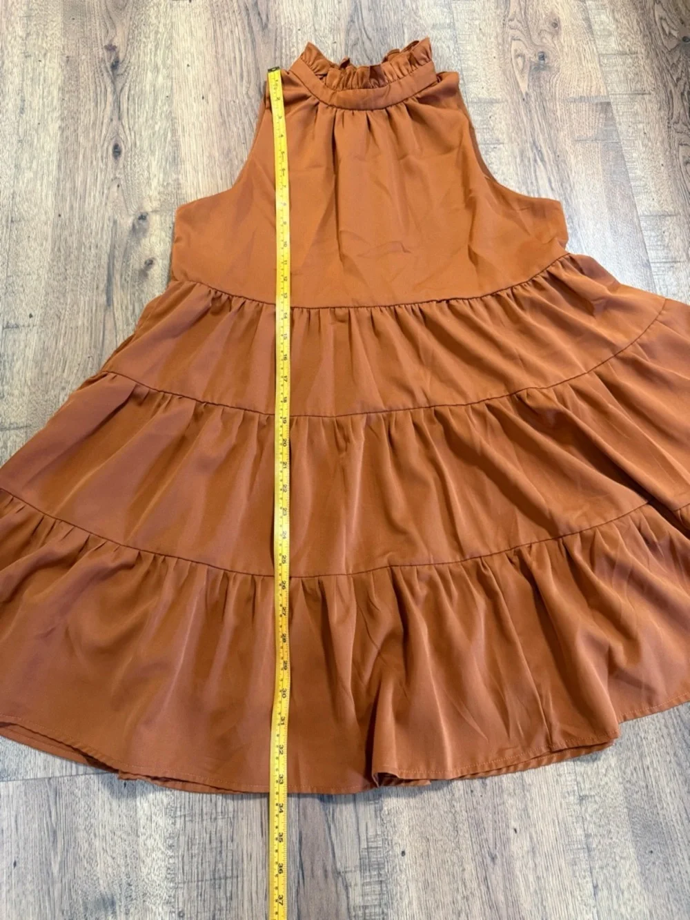 TCEC Brown and Orange Tiered Ruffled Sundress